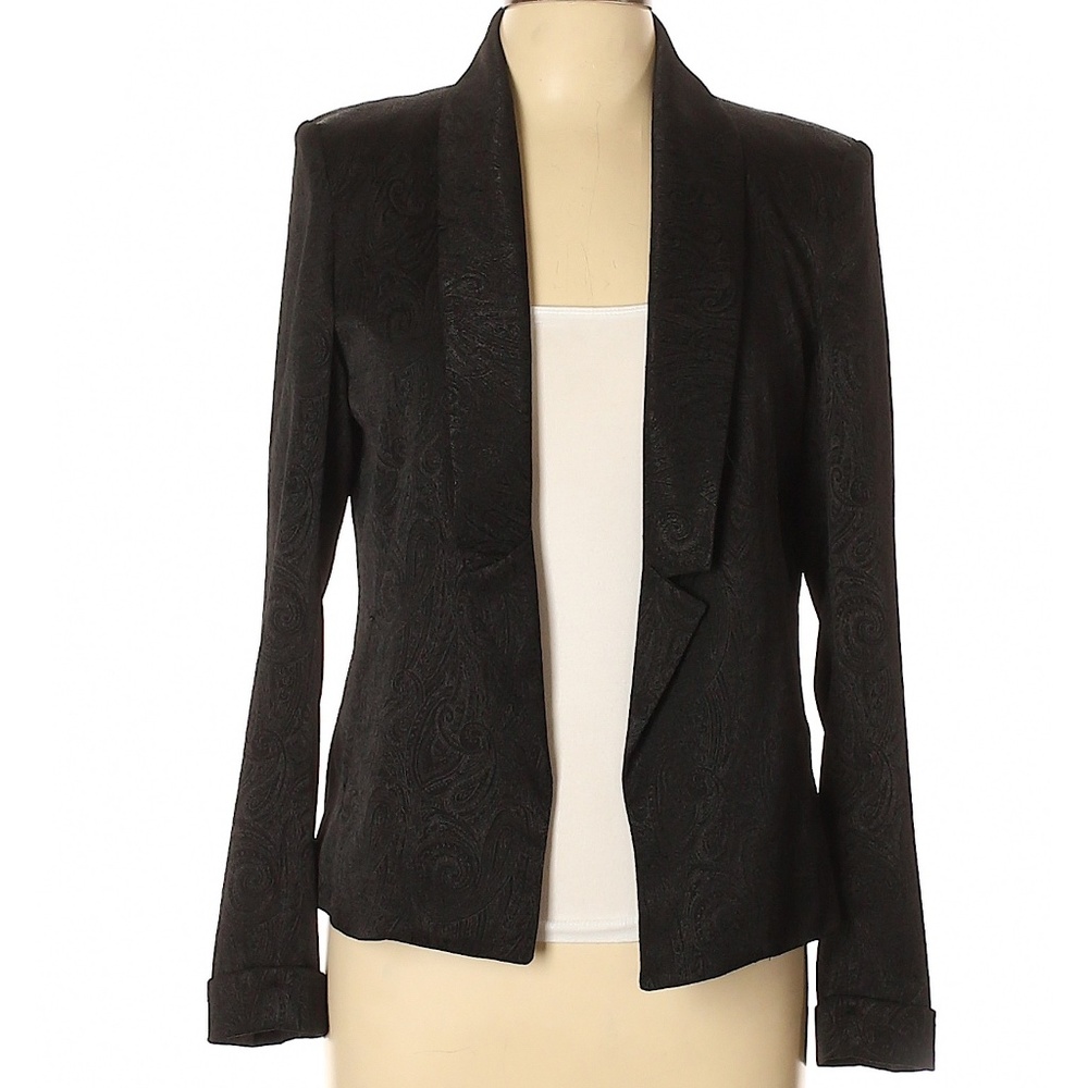 Laveer for Barneys CO-OP Raised Floral Paisly Print Black Open Blazer Size 10